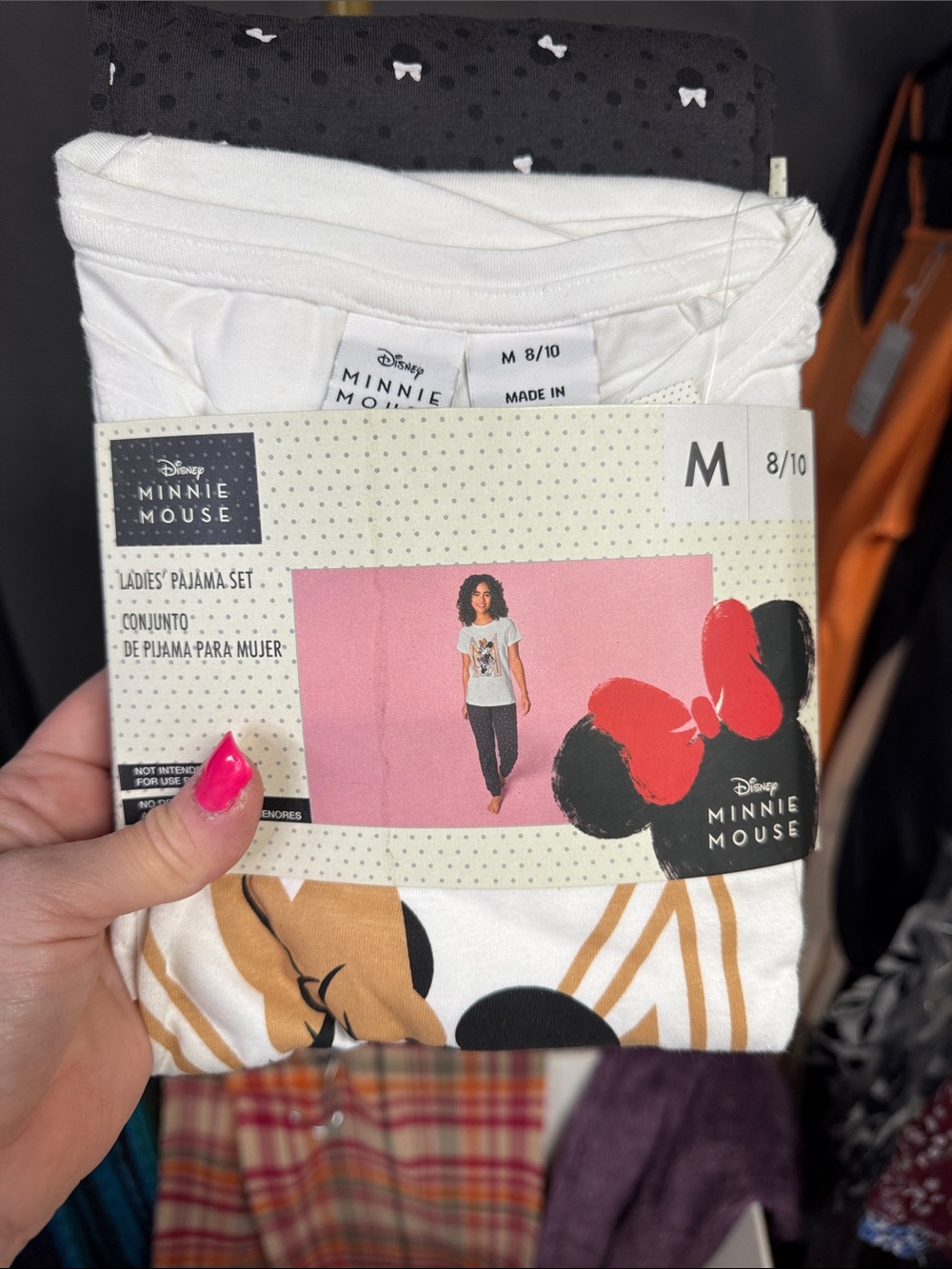 Disney Minnie Mouse Ladies' Pajama Set - White, Black & Pink